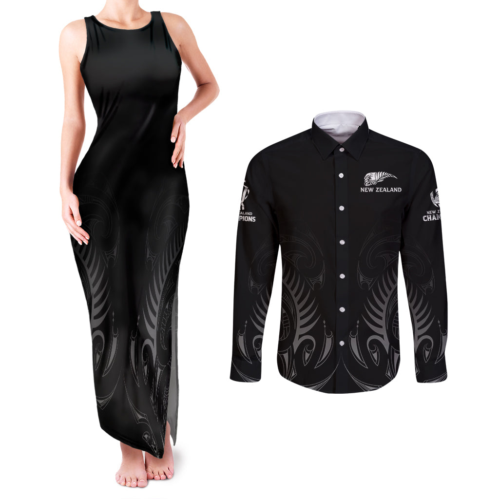 new-zealand-couples-matching-tank-maxi-dress-and-long-sleeve-button-shirt-rugby-2023-champions-black