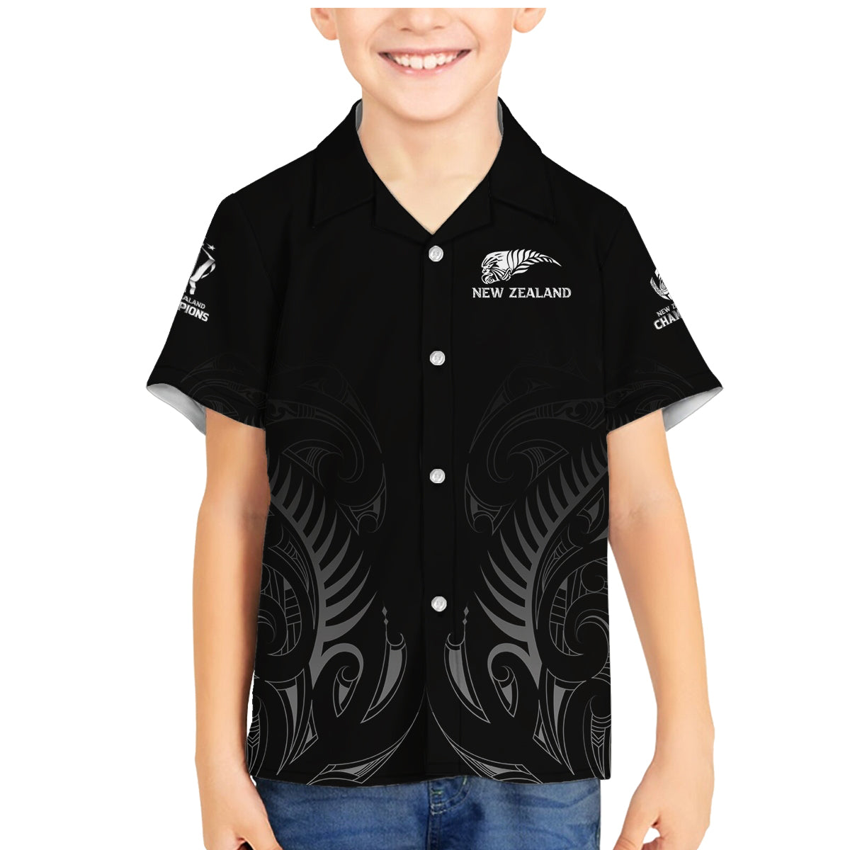 new-zealand-family-matching-mermaid-dress-and-hawaiian-shirt-rugby-2023-champions-black