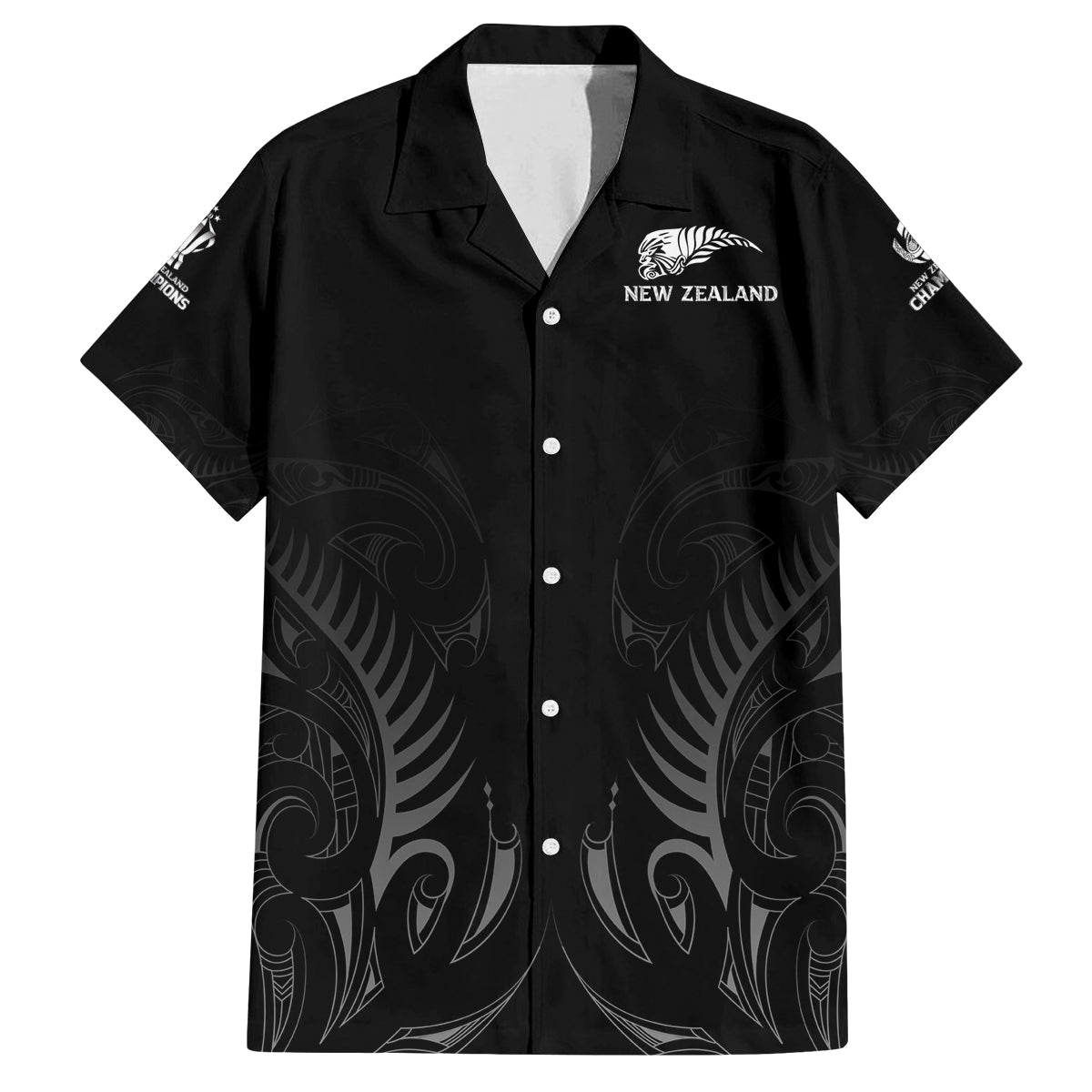 new-zealand-family-matching-off-shoulder-long-sleeve-dress-and-hawaiian-shirt-rugby-2023-champions-black