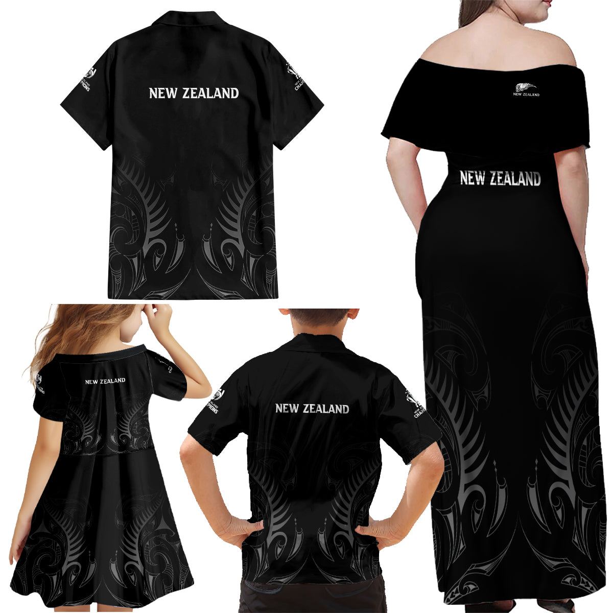 new-zealand-family-matching-off-shoulder-maxi-dress-and-hawaiian-shirt-rugby-2023-champions-black