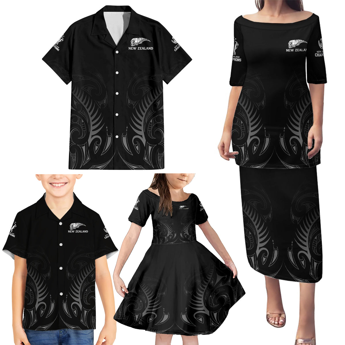new-zealand-family-matching-puletasi-dress-and-hawaiian-shirt-rugby-2023-champions-black