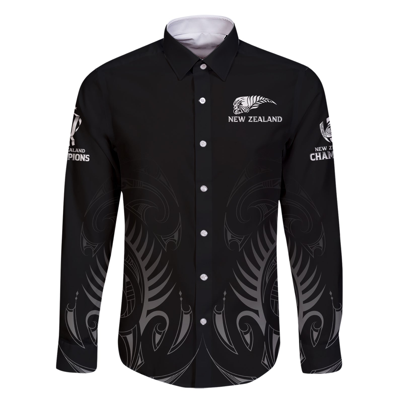 new-zealand-family-matching-short-sleeve-bodycon-dress-and-hawaiian-shirt-rugby-2023-champions-black