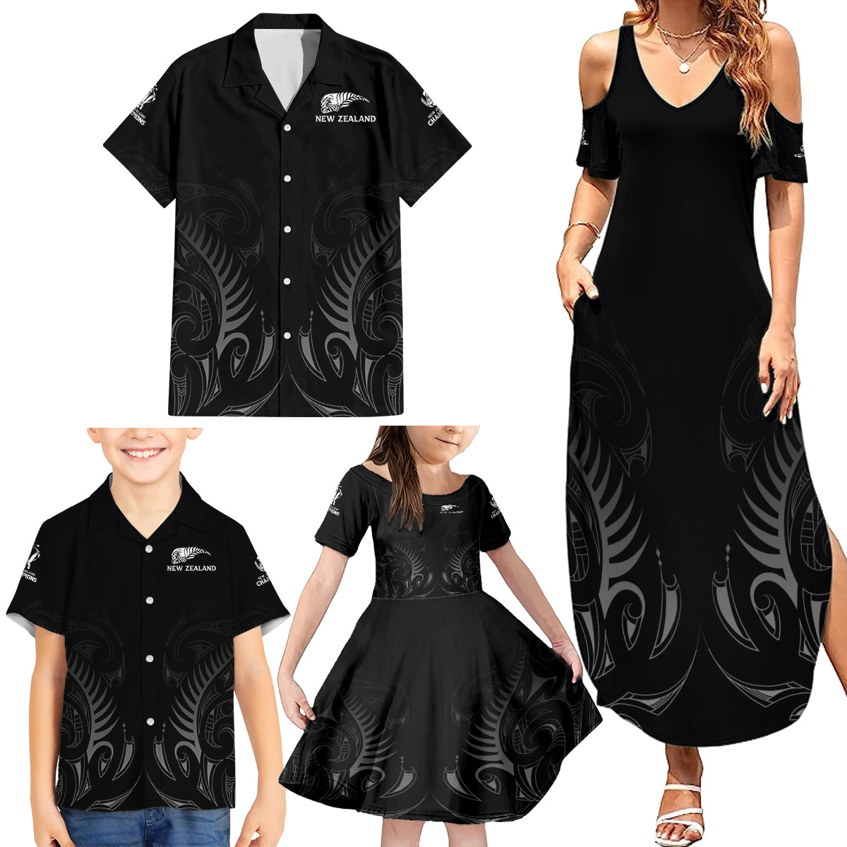 new-zealand-family-matching-summer-maxi-dress-and-hawaiian-shirt-rugby-2023-champions-black