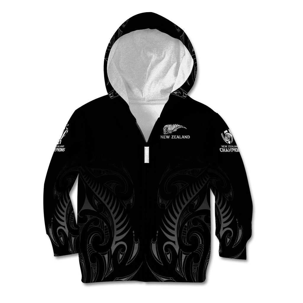 New Zealand Kid Hoodie Rugby 2023 Champions Black - Vibe Hoodie Shop