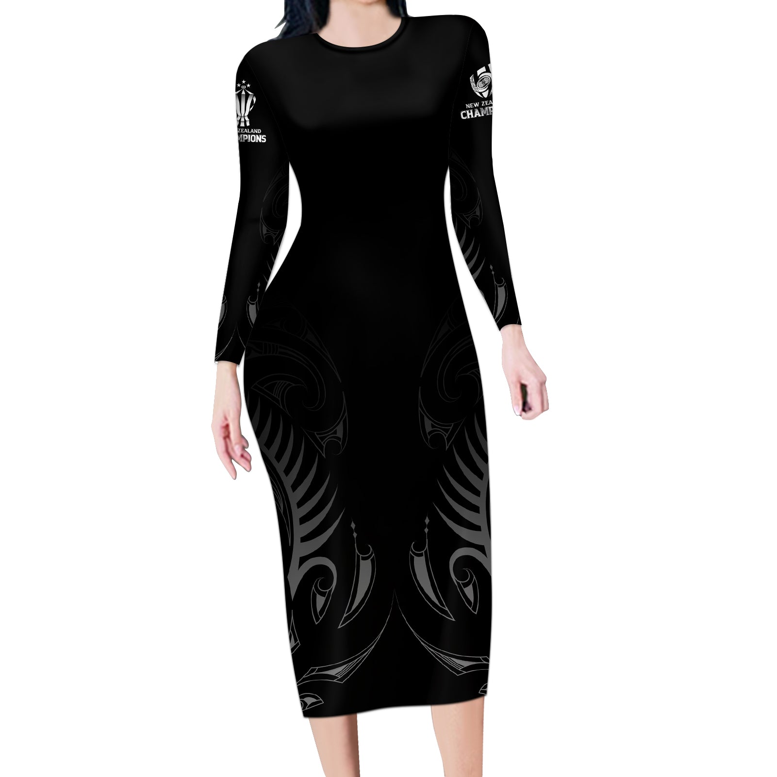 new-zealand-long-sleeve-bodycon-dress-rugby-2023-champions-black
