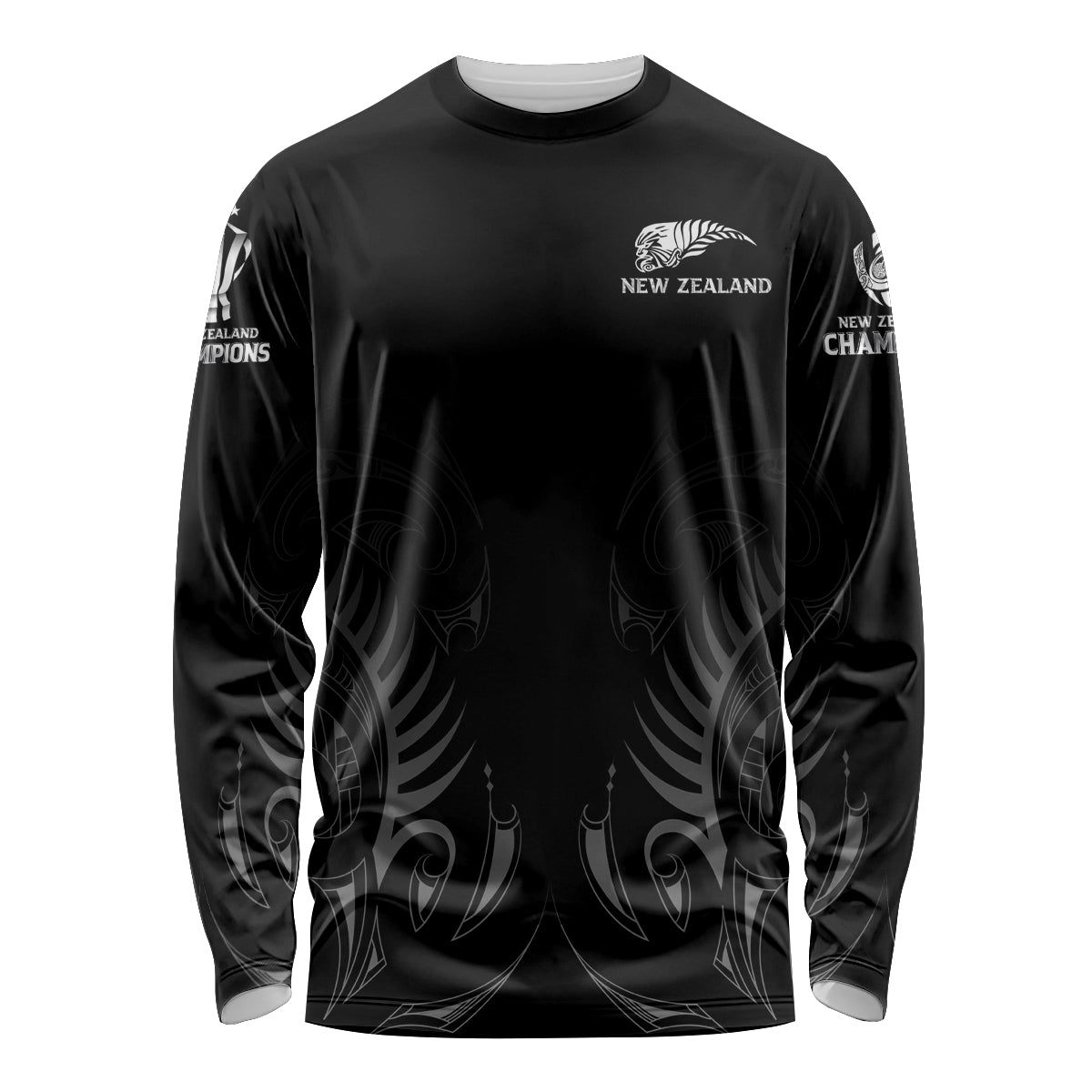 New Zealand Long Sleeve Shirt Rugby 2023 Champions Black - Vibe Hoodie Shop