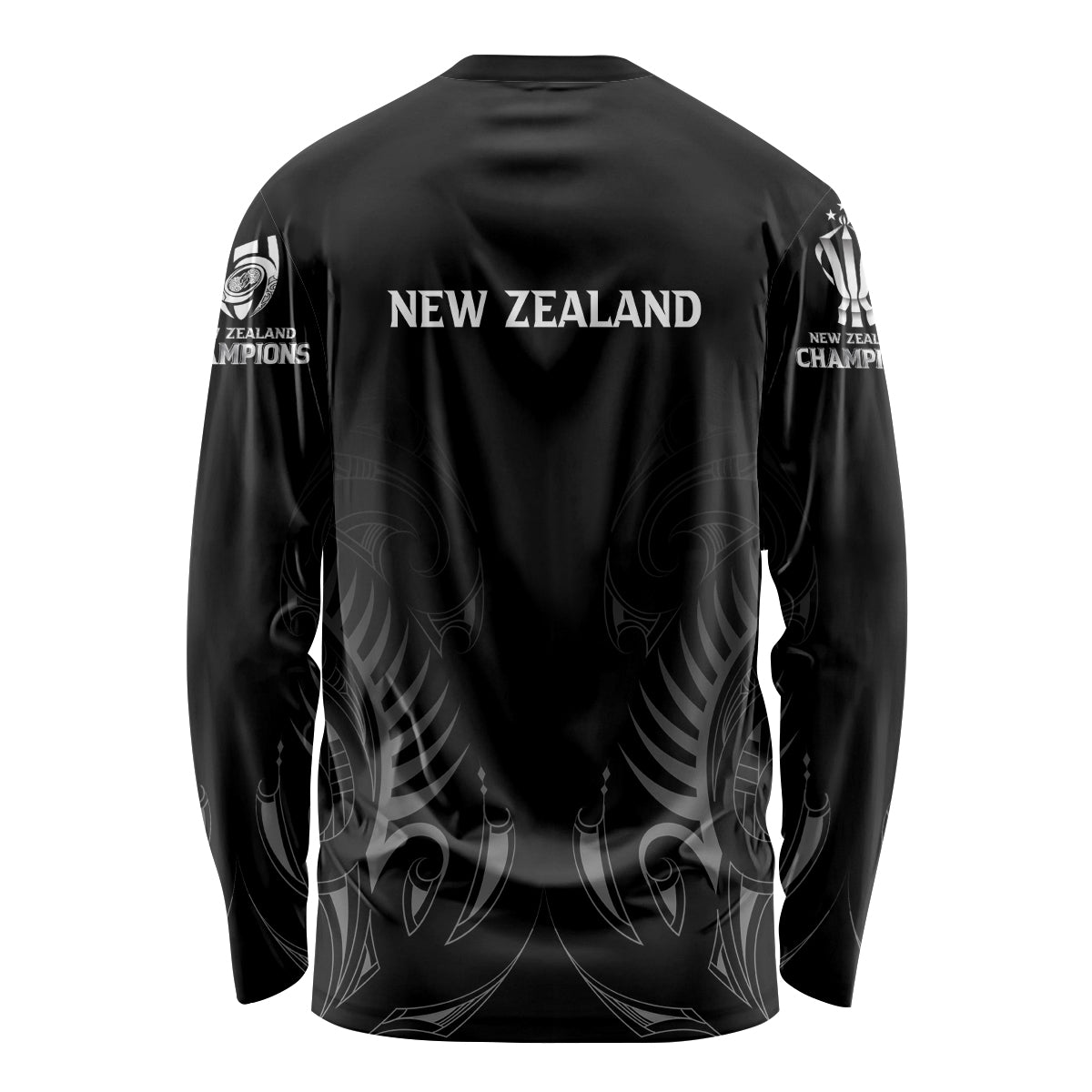New Zealand Long Sleeve Shirt Rugby 2023 Champions Black - Vibe Hoodie Shop