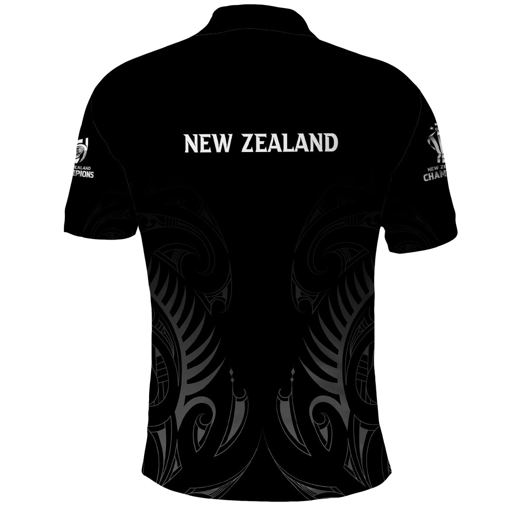 New Zealand Polo Shirt Rugby 2023 Champions Black - Vibe Hoodie Shop