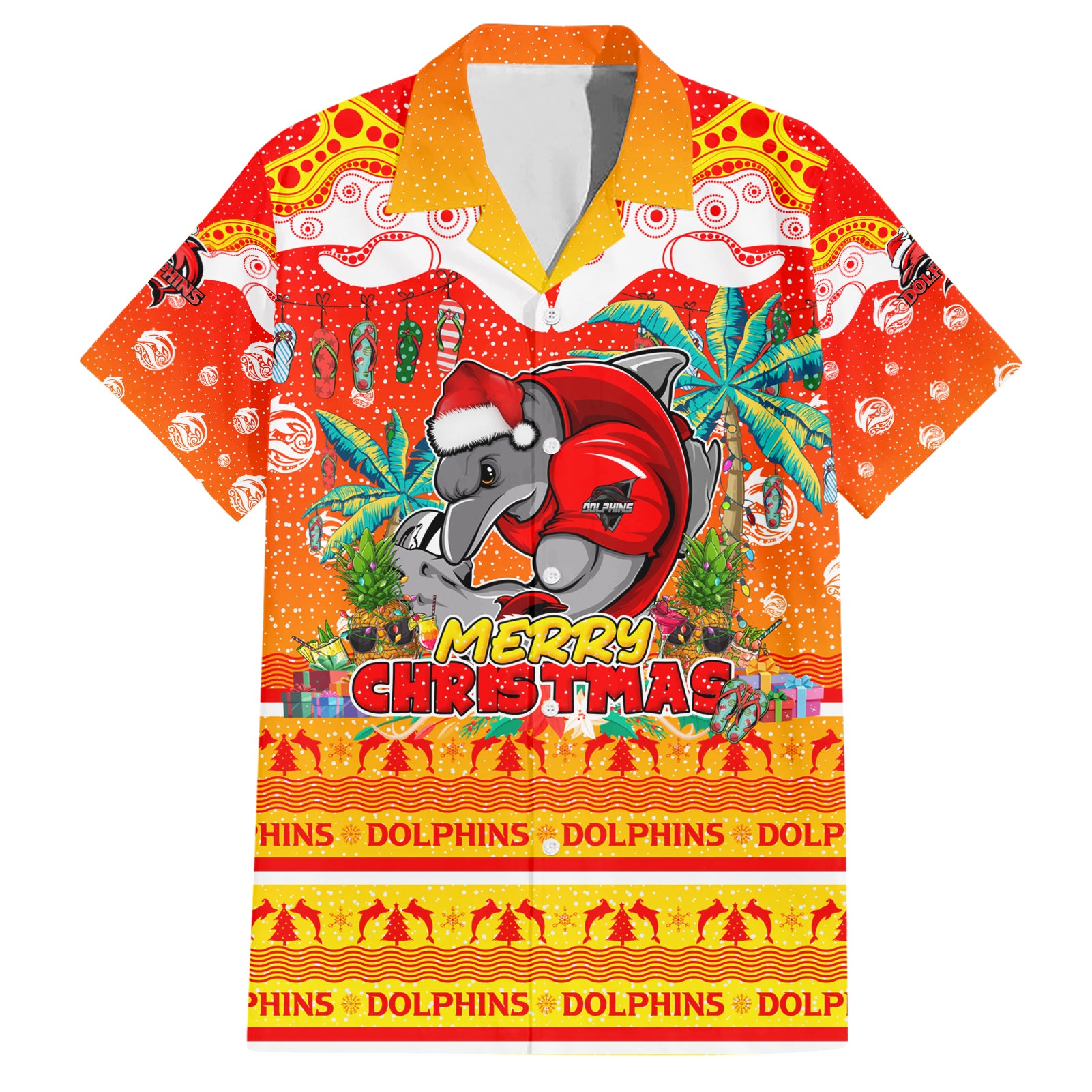 Dolphins Christmas Hawaiian Shirt Merry Xmas NRL Australia Rugby - Vibe Hoodie Shop