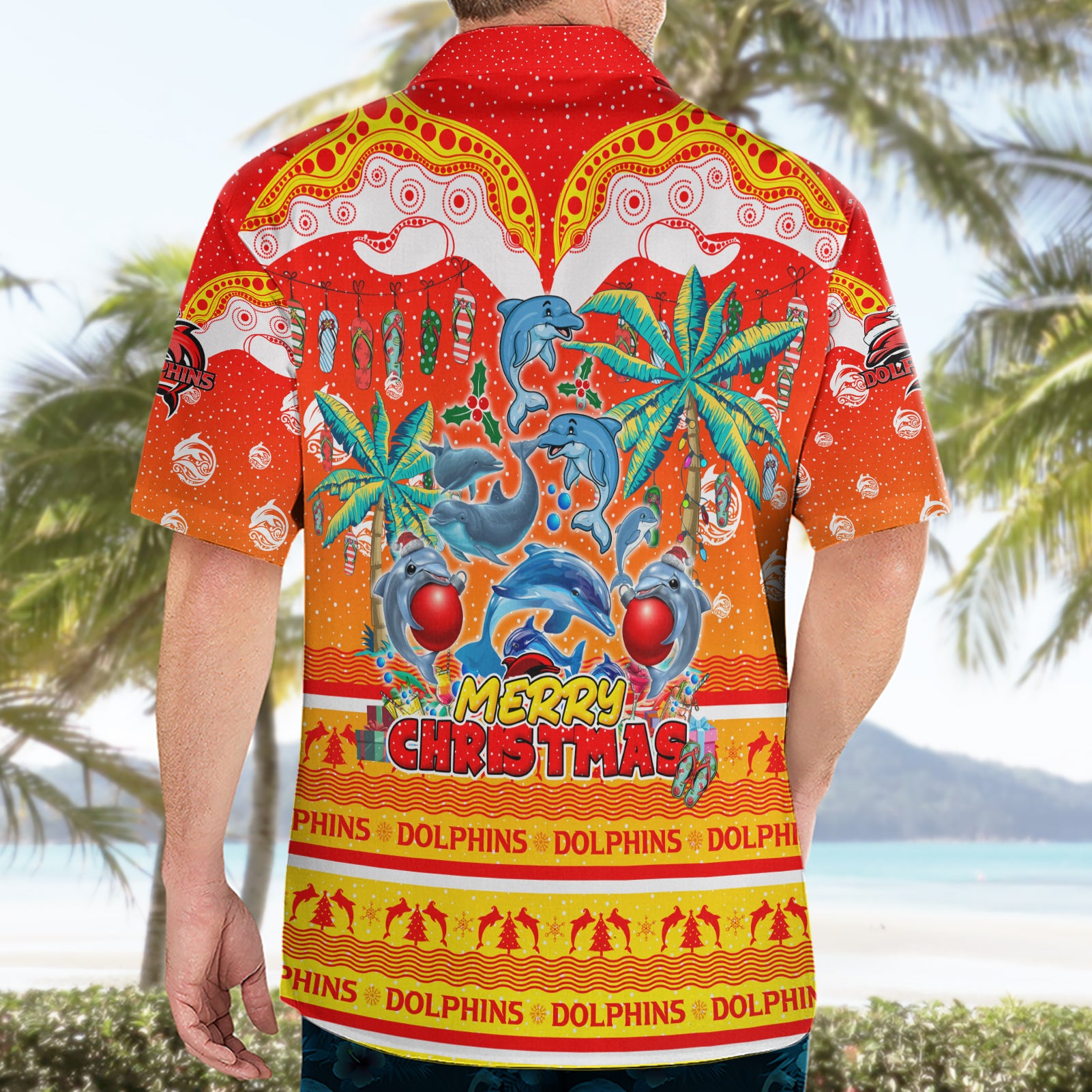 Dolphins Christmas Hawaiian Shirt Merry Xmas NRL Australia Rugby - Vibe Hoodie Shop