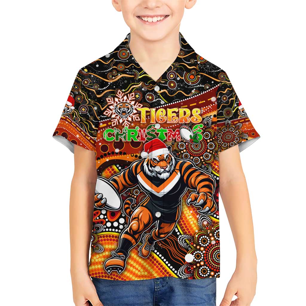 Merry Christmas Wests Tigers Hawaiian Shirt Aboriginal Santa Rugby Mascot - The Tigers - Vibe Hoodie Shop