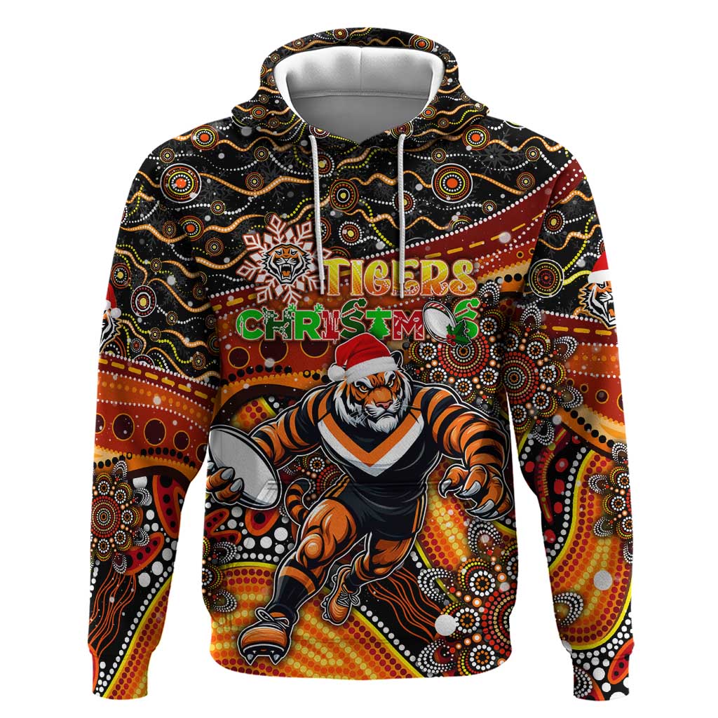 Merry Christmas Wests Tigers Hoodie Aboriginal Santa Rugby Mascot - The Tigers - Vibe Hoodie Shop