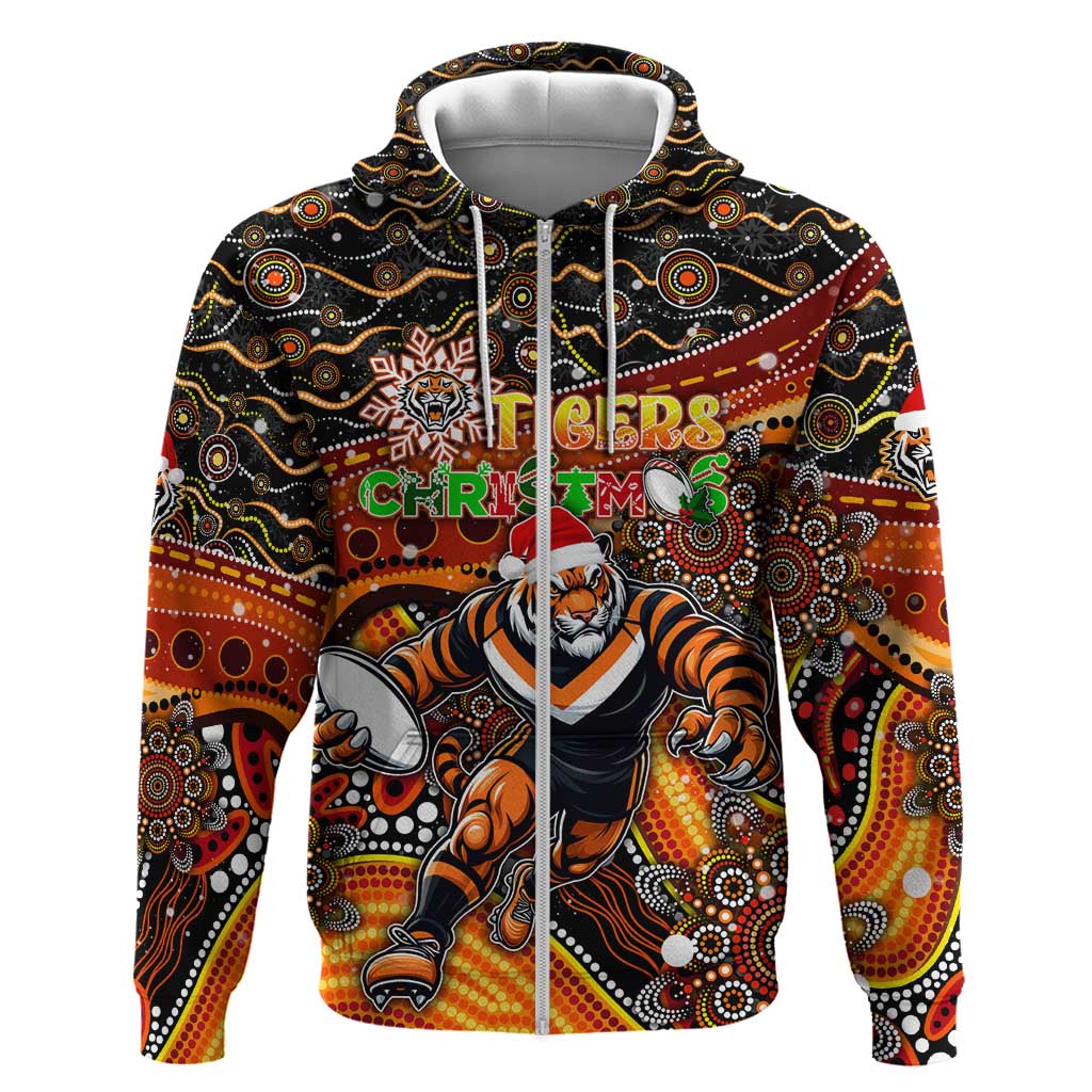 Merry Christmas Wests Tigers Hoodie Aboriginal Santa Rugby Mascot - The Tigers - Vibe Hoodie Shop