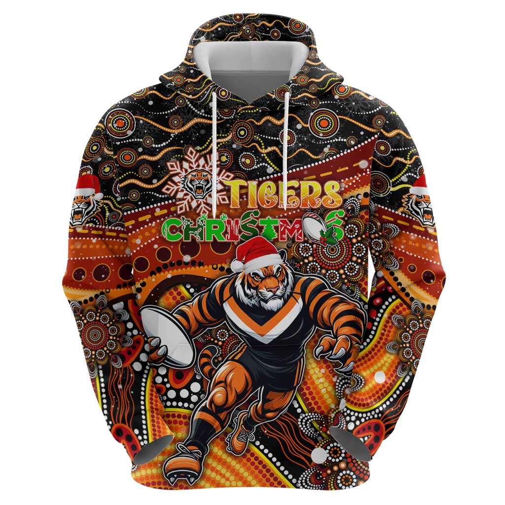 Merry Christmas Wests Tigers Hoodie Aboriginal Santa Rugby Mascot - The Tigers - Vibe Hoodie Shop