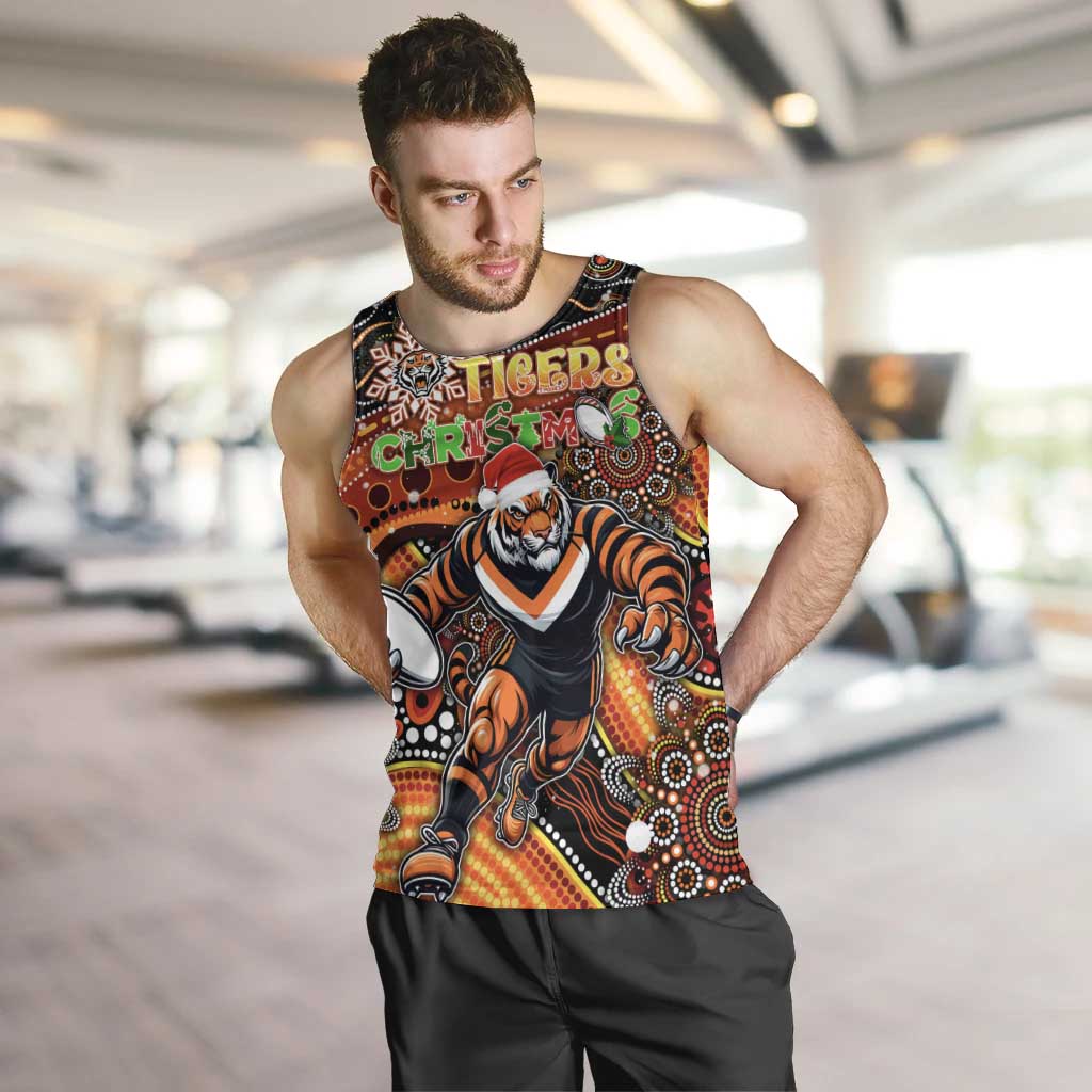 Merry Christmas Wests Tigers Men Tank Top Aboriginal Santa Rugby Mascot - The Tigers - Vibe Hoodie Shop