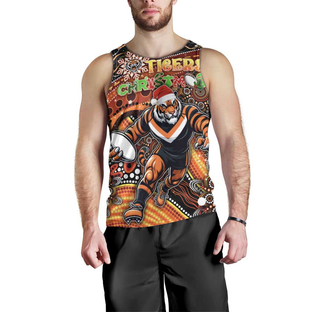 Merry Christmas Wests Tigers Men Tank Top Aboriginal Santa Rugby Mascot - The Tigers - Vibe Hoodie Shop