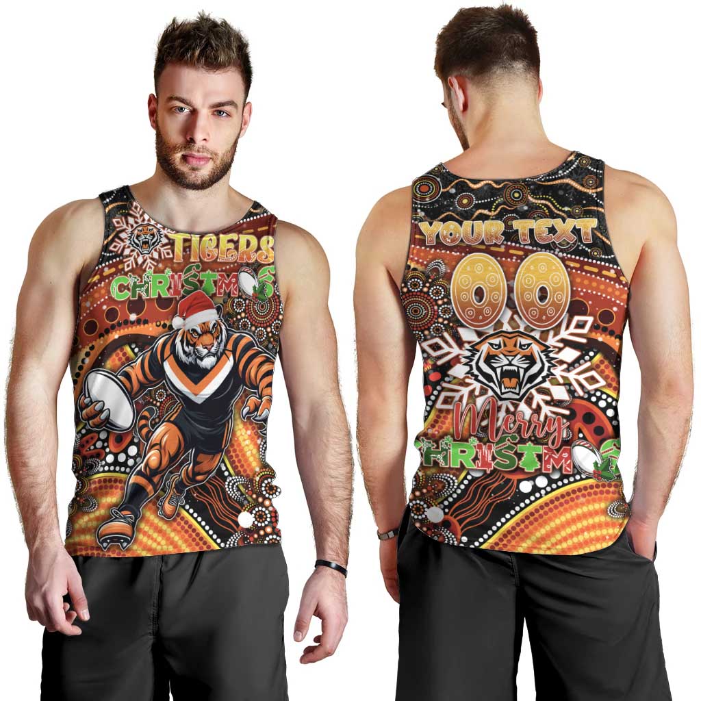 Merry Christmas Wests Tigers Men Tank Top Aboriginal Santa Rugby Mascot - The Tigers - Vibe Hoodie Shop