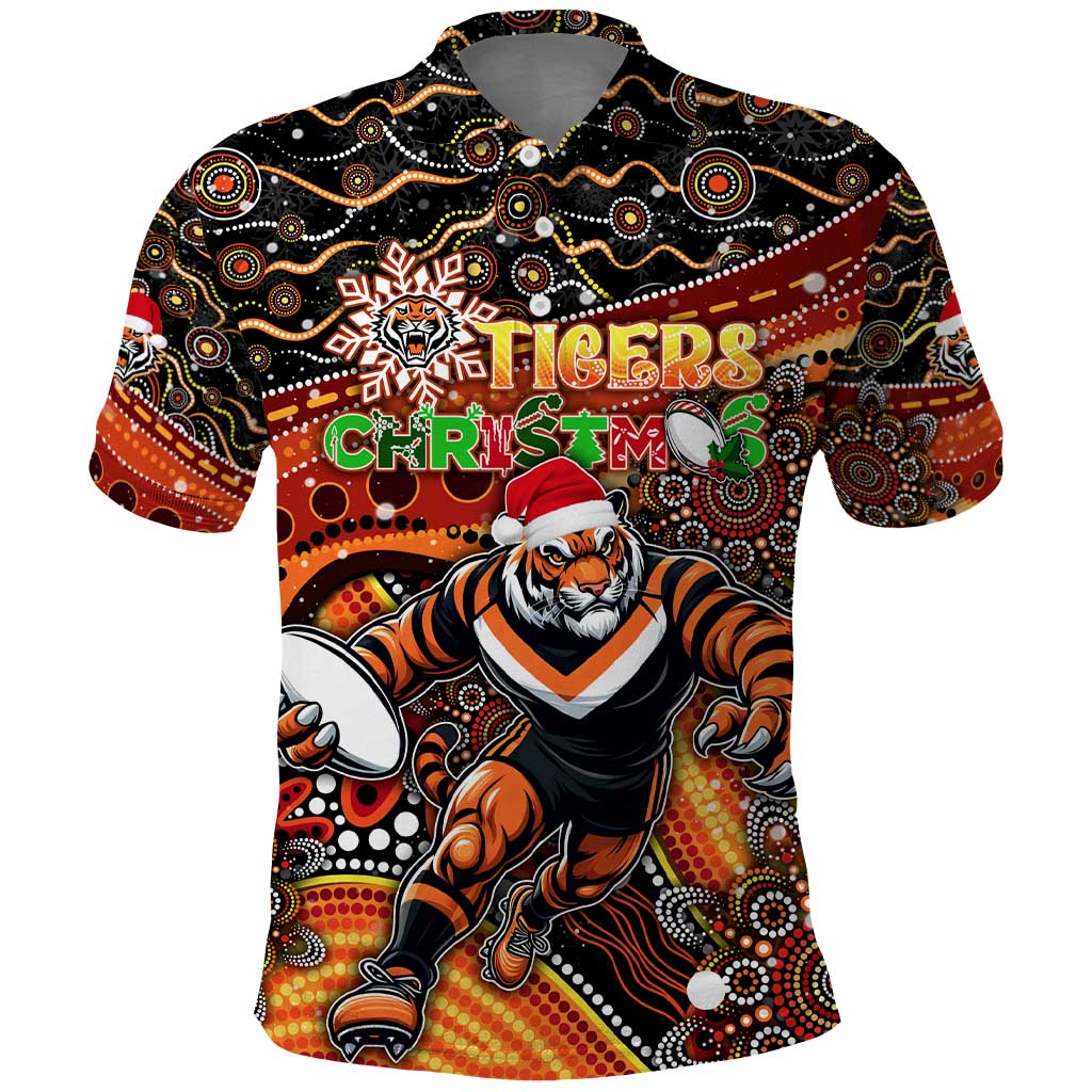Merry Christmas Wests Tigers Polo Shirt Aboriginal Santa Rugby Mascot - The Tigers - Vibe Hoodie Shop