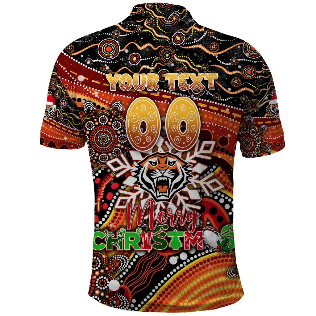 Merry Christmas Wests Tigers Polo Shirt Aboriginal Santa Rugby Mascot - The Tigers - Vibe Hoodie Shop
