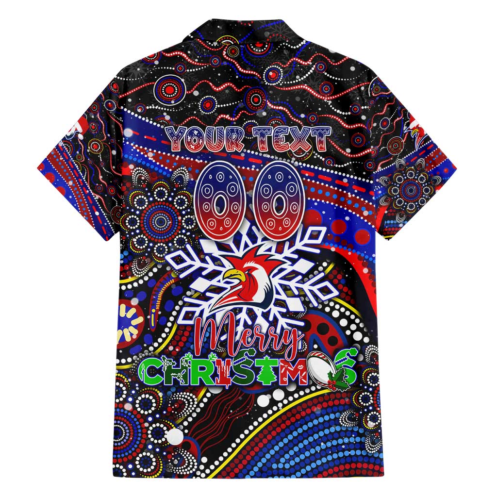 Merry Christmas Sydney Roosters Hawaiian Shirt Aboriginal Santa Rugby Mascot - Tricolours - Vibe Hoodie Shop