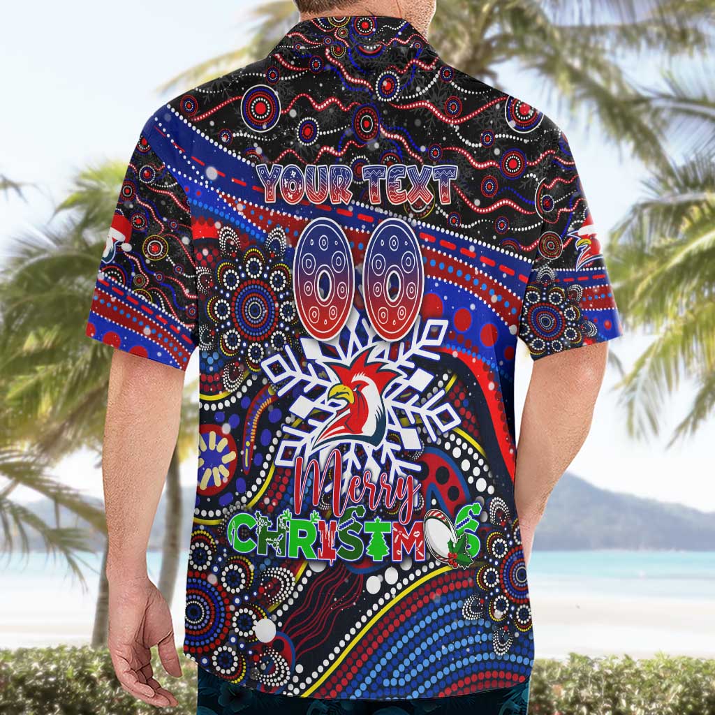 Merry Christmas Sydney Roosters Hawaiian Shirt Aboriginal Santa Rugby Mascot - Tricolours - Vibe Hoodie Shop