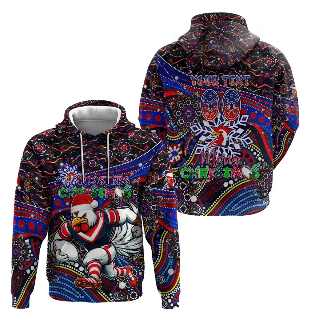 Merry Christmas Sydney Roosters Hoodie Aboriginal Santa Rugby Mascot - Tricolours - Vibe Hoodie Shop
