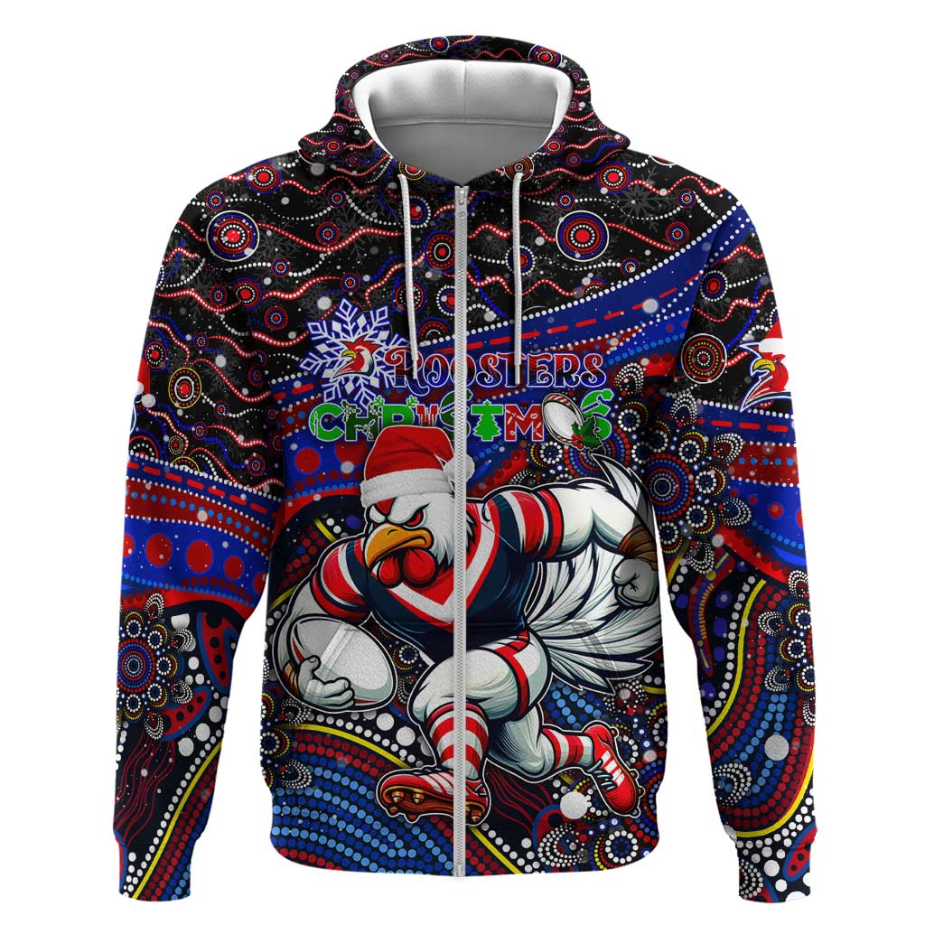 Merry Christmas Sydney Roosters Hoodie Aboriginal Santa Rugby Mascot - Tricolours - Vibe Hoodie Shop