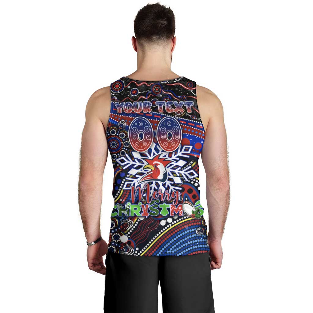 Merry Christmas Sydney Roosters Men Tank Top Aboriginal Santa Rugby Mascot - Tricolours - Vibe Hoodie Shop