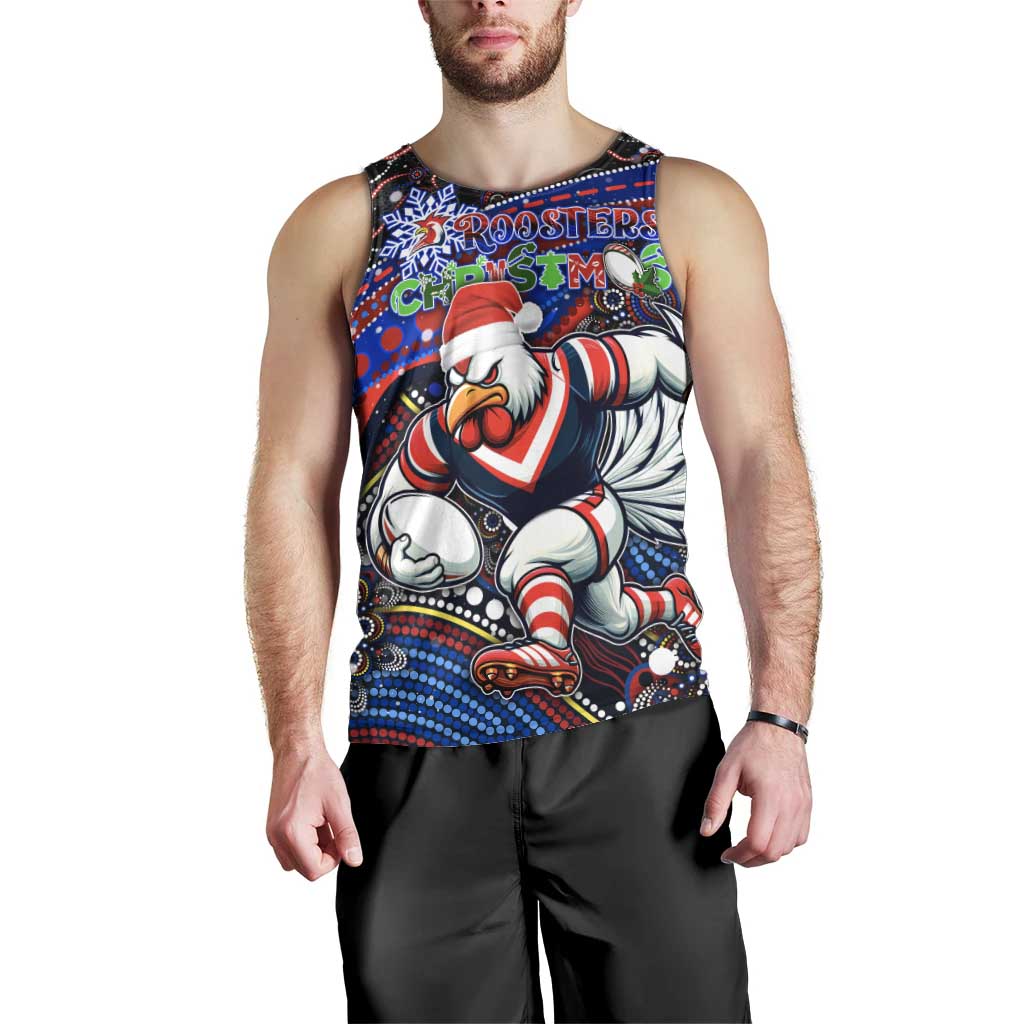 Merry Christmas Sydney Roosters Men Tank Top Aboriginal Santa Rugby Mascot - Tricolours - Vibe Hoodie Shop