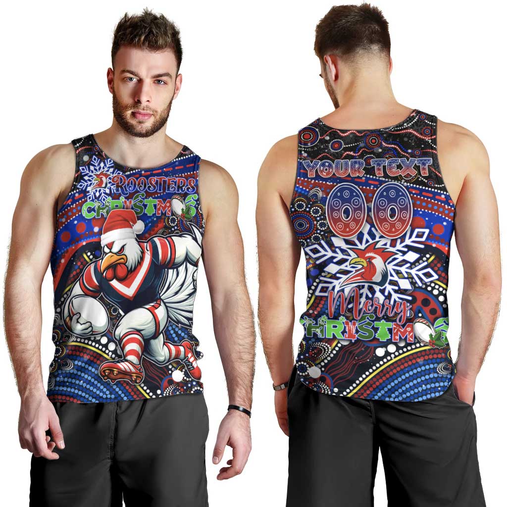 Merry Christmas Sydney Roosters Men Tank Top Aboriginal Santa Rugby Mascot - Tricolours - Vibe Hoodie Shop