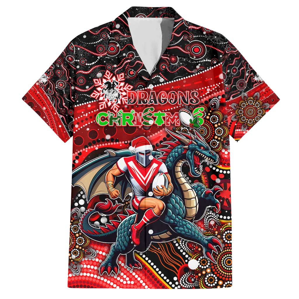 Merry Christmas Dragons Hawaiian Shirt Aboriginal Santa Rugby Mascot - St George Illawarra - Vibe Hoodie Shop