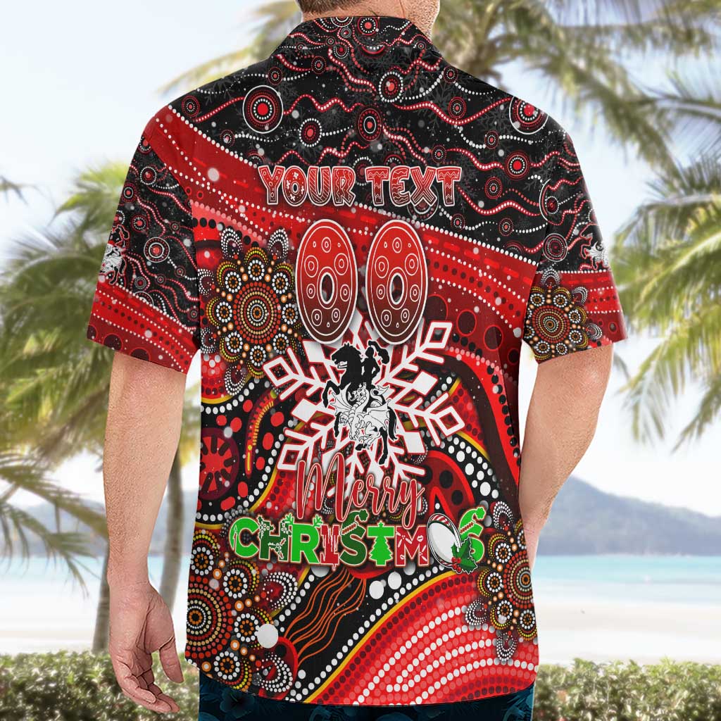 Merry Christmas Dragons Hawaiian Shirt Aboriginal Santa Rugby Mascot - St George Illawarra - Vibe Hoodie Shop