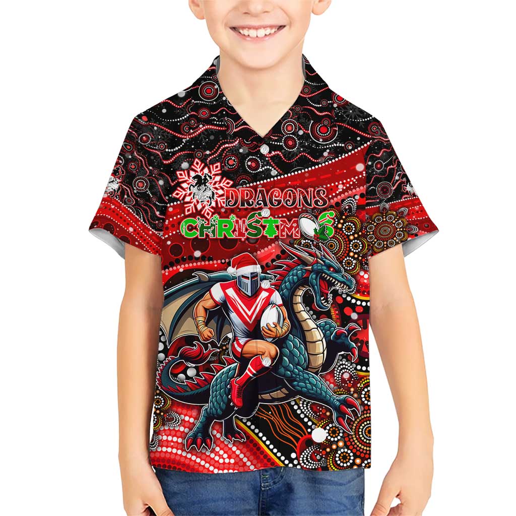 Merry Christmas Dragons Hawaiian Shirt Aboriginal Santa Rugby Mascot - St George Illawarra - Vibe Hoodie Shop