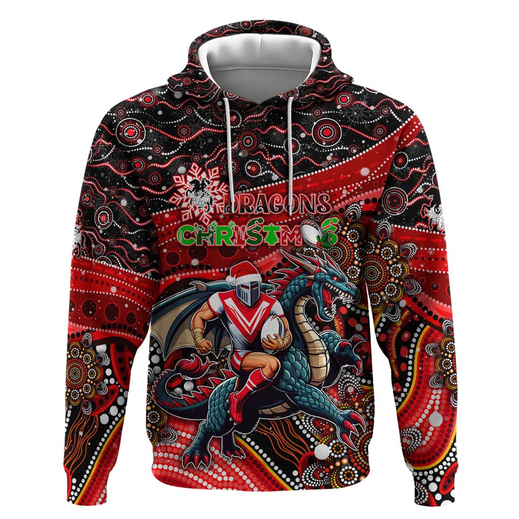 Merry Christmas Dragons Hoodie Aboriginal Santa Rugby Mascot - St George Illawarra - Vibe Hoodie Shop
