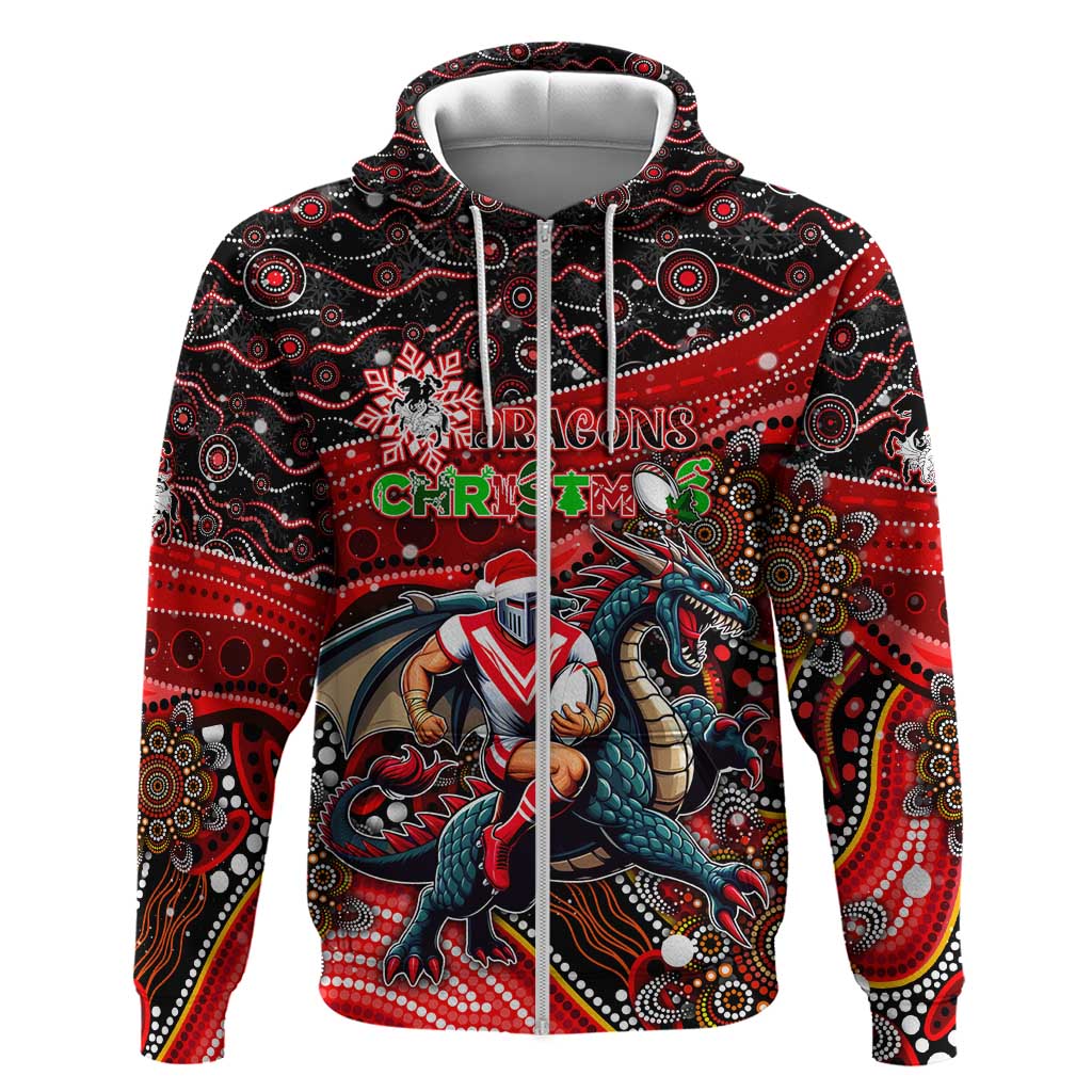 Merry Christmas Dragons Hoodie Aboriginal Santa Rugby Mascot - St George Illawarra - Vibe Hoodie Shop