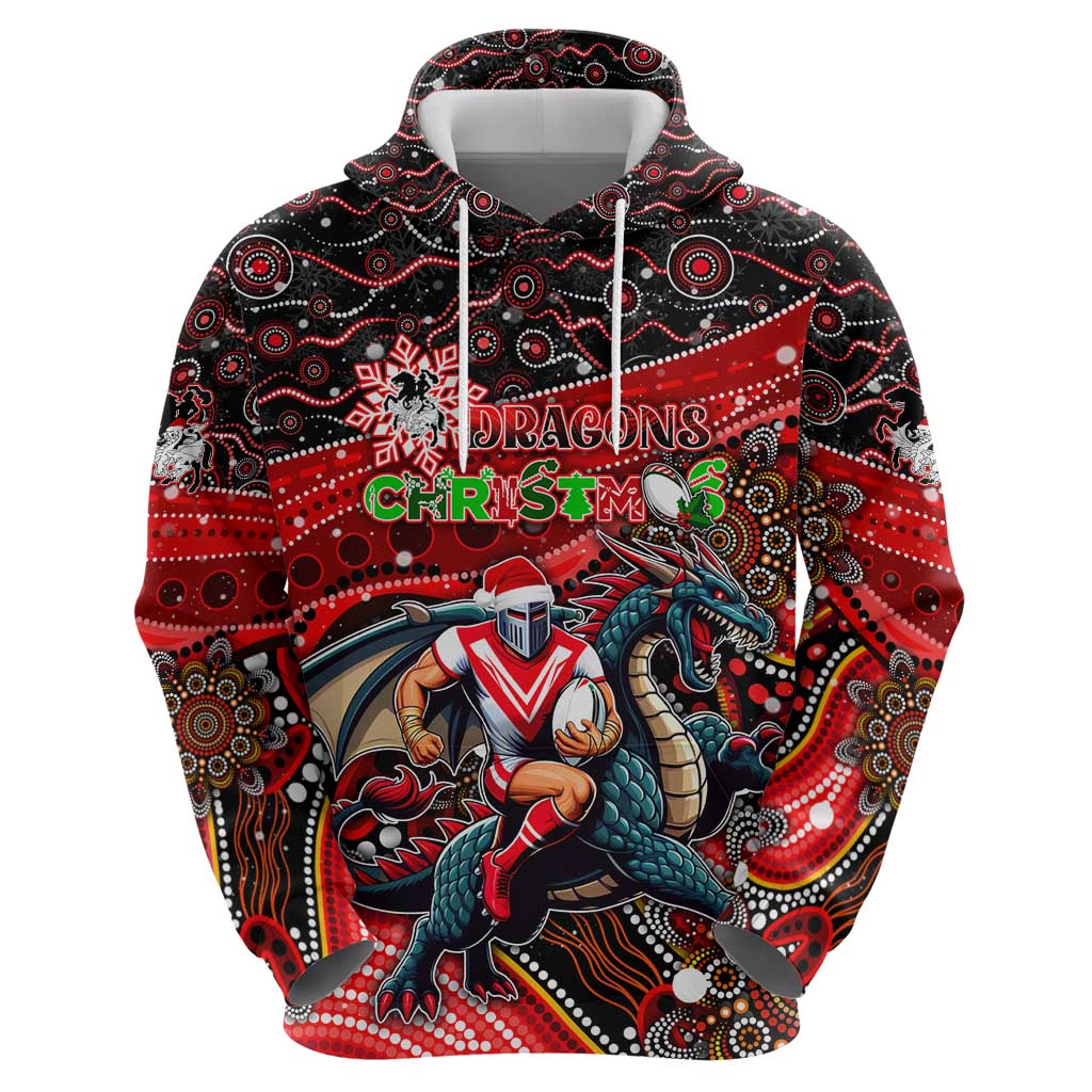 Merry Christmas Dragons Hoodie Aboriginal Santa Rugby Mascot - St George Illawarra - Vibe Hoodie Shop
