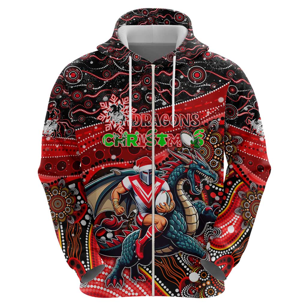 Merry Christmas Dragons Hoodie Aboriginal Santa Rugby Mascot - St George Illawarra - Vibe Hoodie Shop