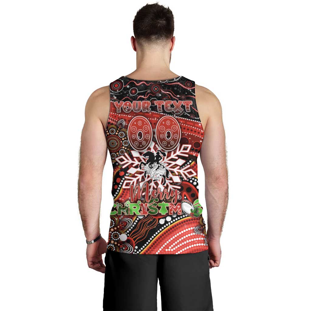 Merry Christmas Dragons Men Tank Top Aboriginal Santa Rugby Mascot - St George Illawarra - Vibe Hoodie Shop