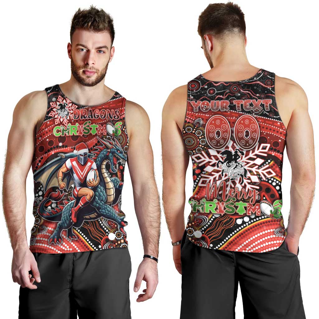 Merry Christmas Dragons Men Tank Top Aboriginal Santa Rugby Mascot - St George Illawarra - Vibe Hoodie Shop