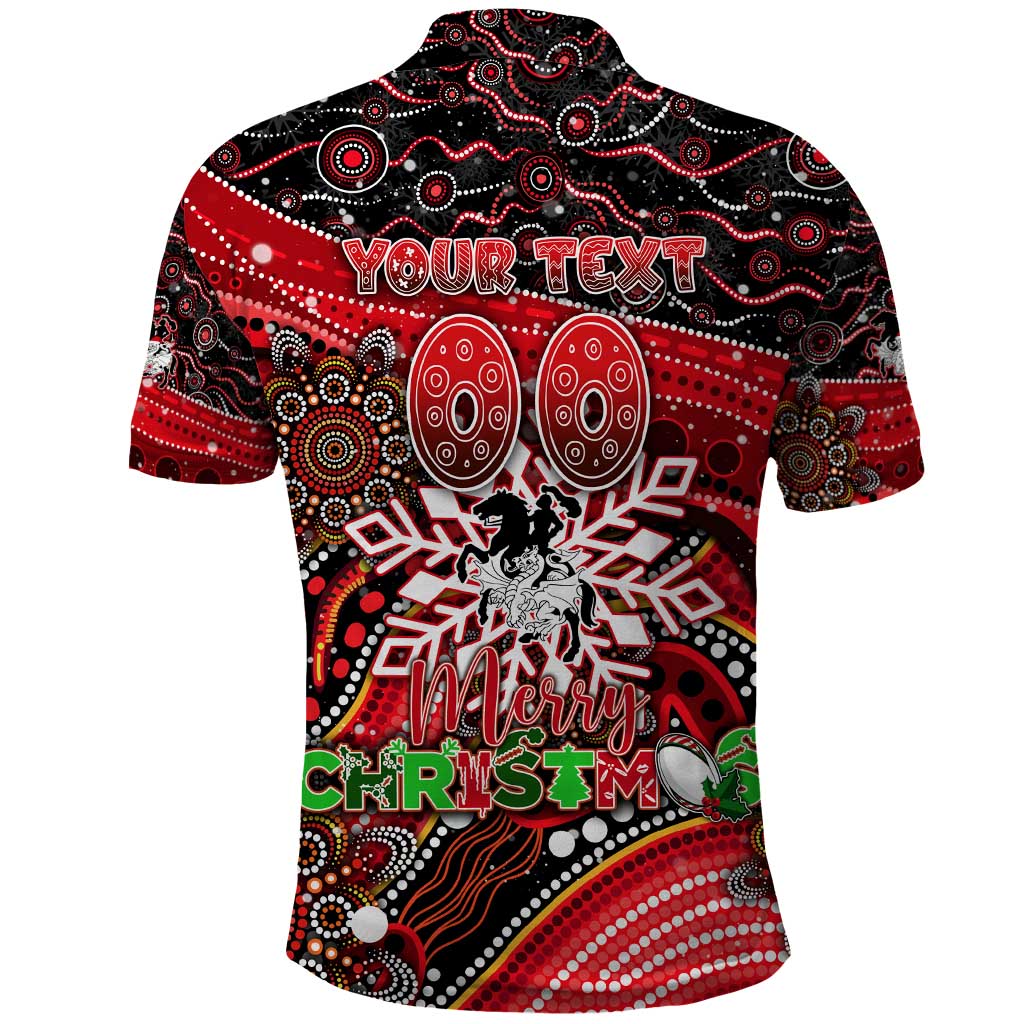 Merry Christmas Dragons Polo Shirt Aboriginal Santa Rugby Mascot - St George Illawarra - Vibe Hoodie Shop