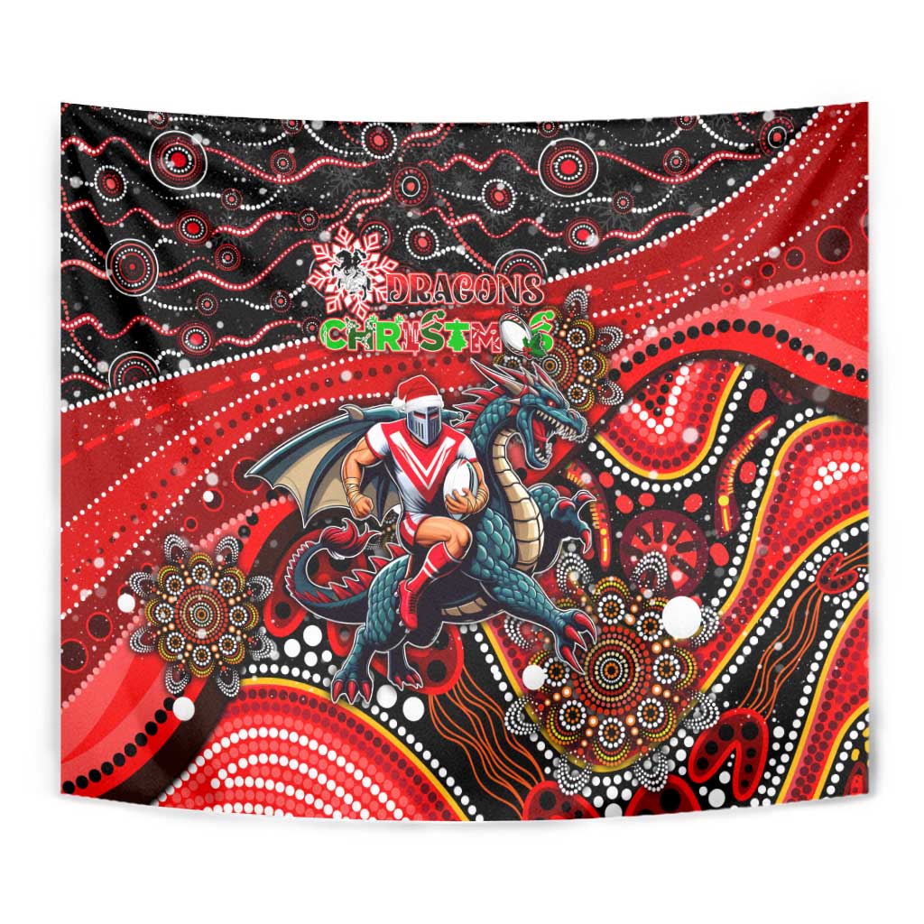 Merry Christmas Dragons Tapestry Aboriginal Santa Rugby Mascot - St George Illawarra - Vibe Hoodie Shop