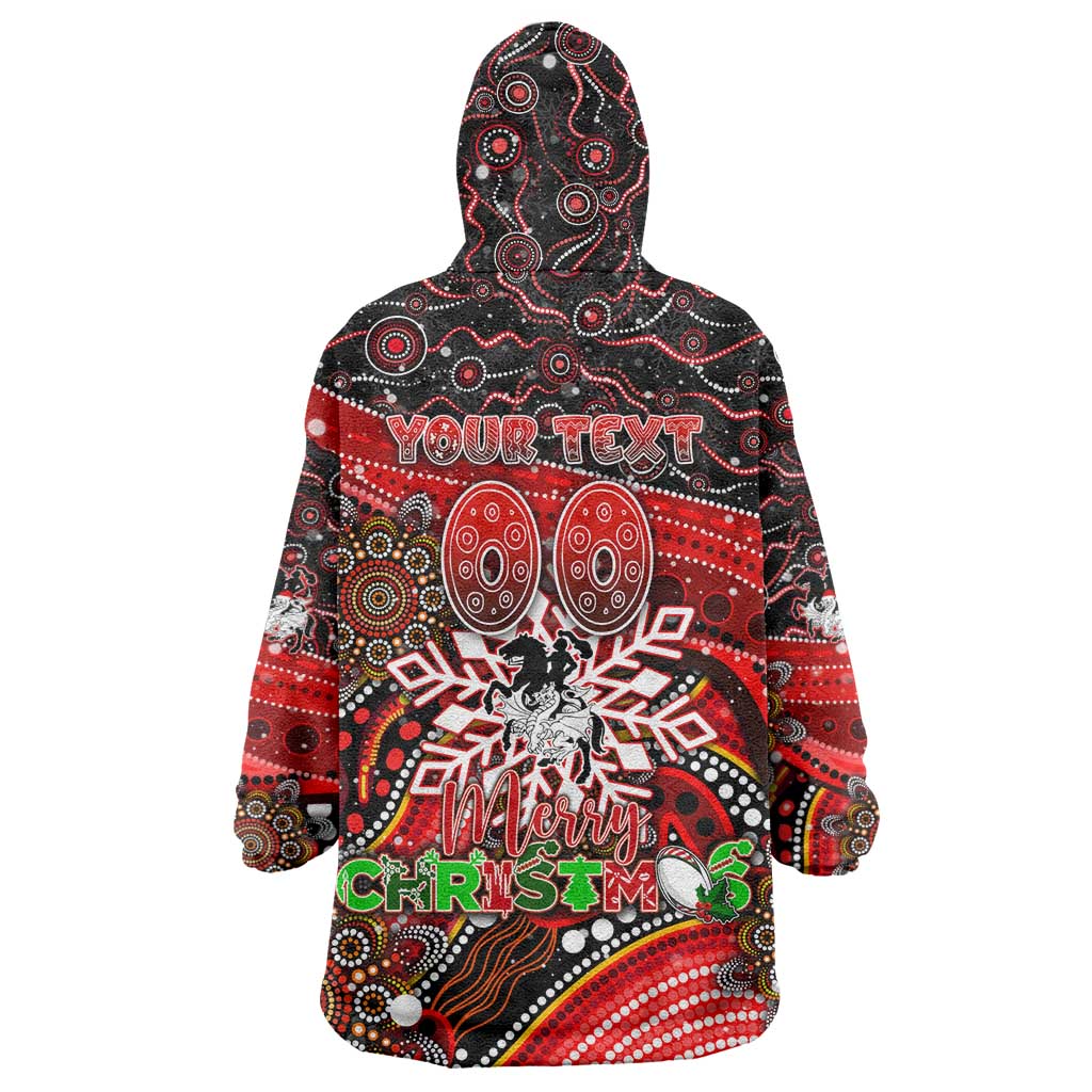 Merry Christmas Dragons Wearable Blanket Hoodie Aboriginal Santa Rugby Mascot - St George Illawarra - Vibe Hoodie Shop