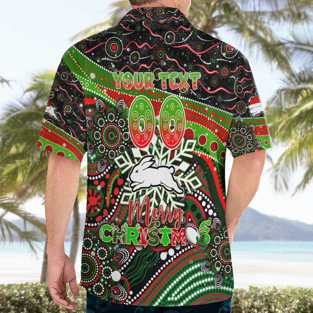 Merry Christmas Rabbitohs Hawaiian Shirt Aboriginal Santa Rugby Mascot - South Sydney Bunnies - Vibe Hoodie Shop