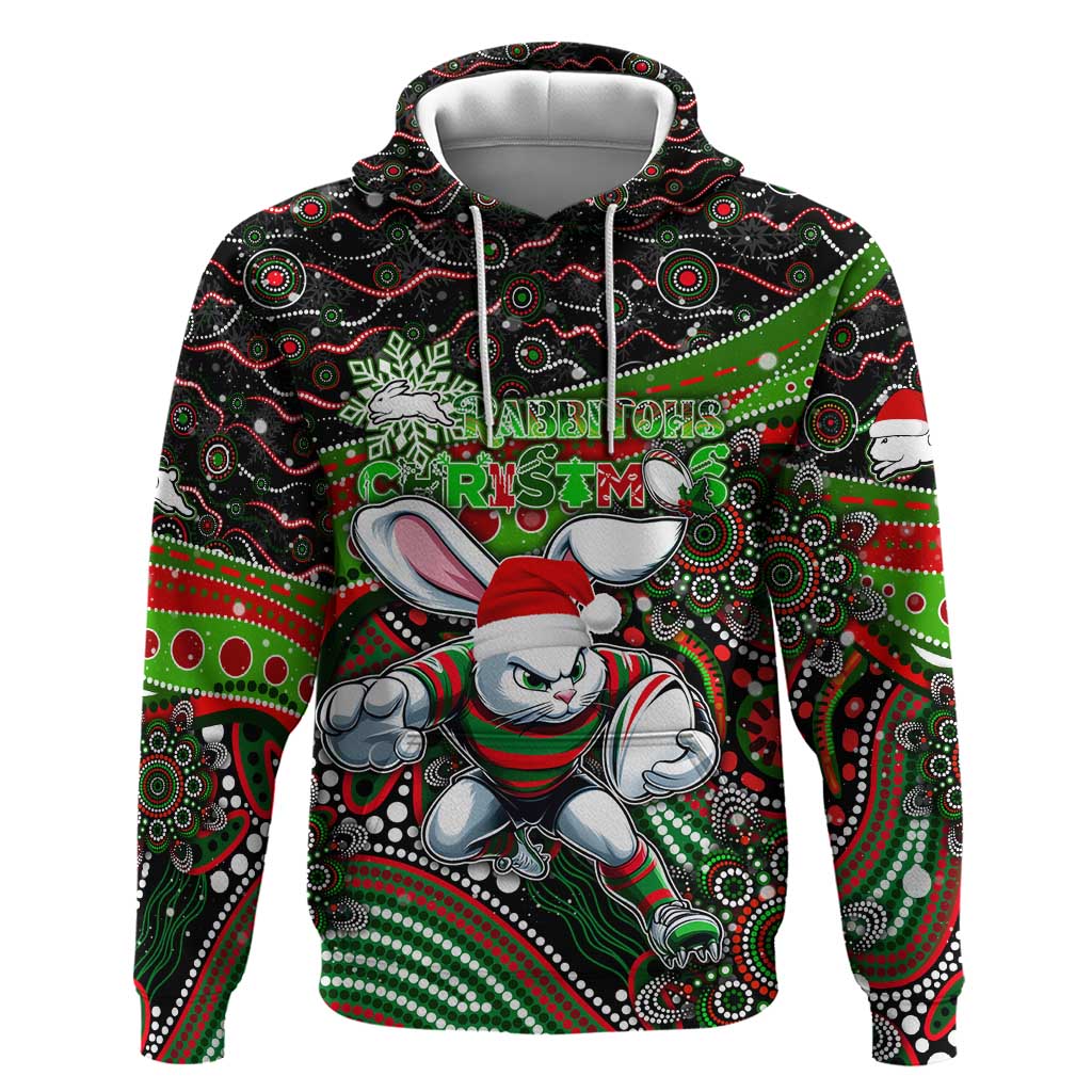 Merry Christmas Rabbitohs Hoodie Aboriginal Santa Rugby Mascot - South Sydney Bunnies - Vibe Hoodie Shop