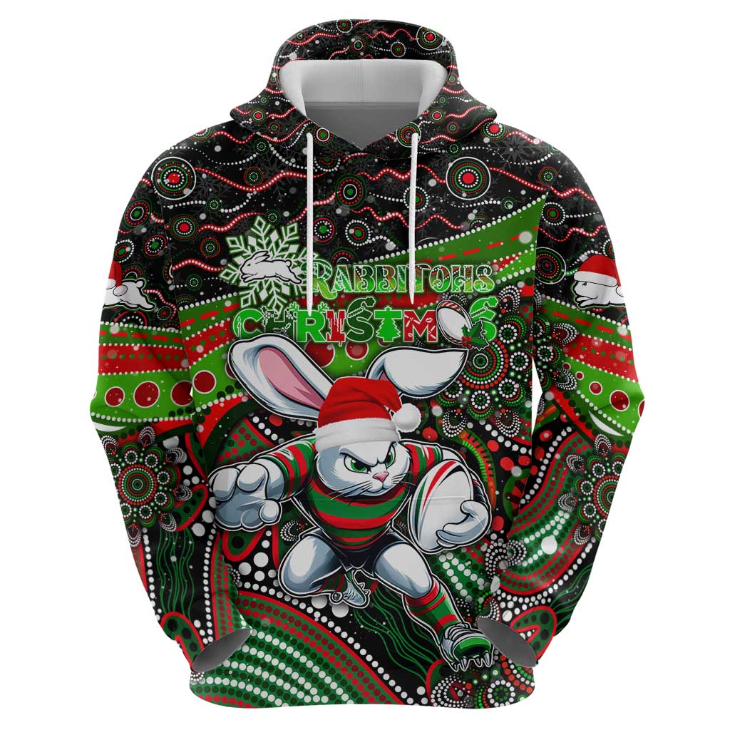 Merry Christmas Rabbitohs Hoodie Aboriginal Santa Rugby Mascot - South Sydney Bunnies - Vibe Hoodie Shop