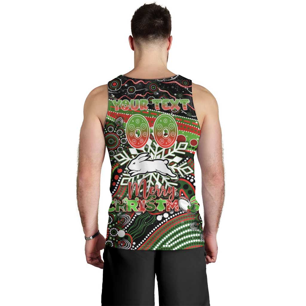 Merry Christmas Rabbitohs Men Tank Top Aboriginal Santa Rugby Mascot - South Sydney Bunnies - Vibe Hoodie Shop