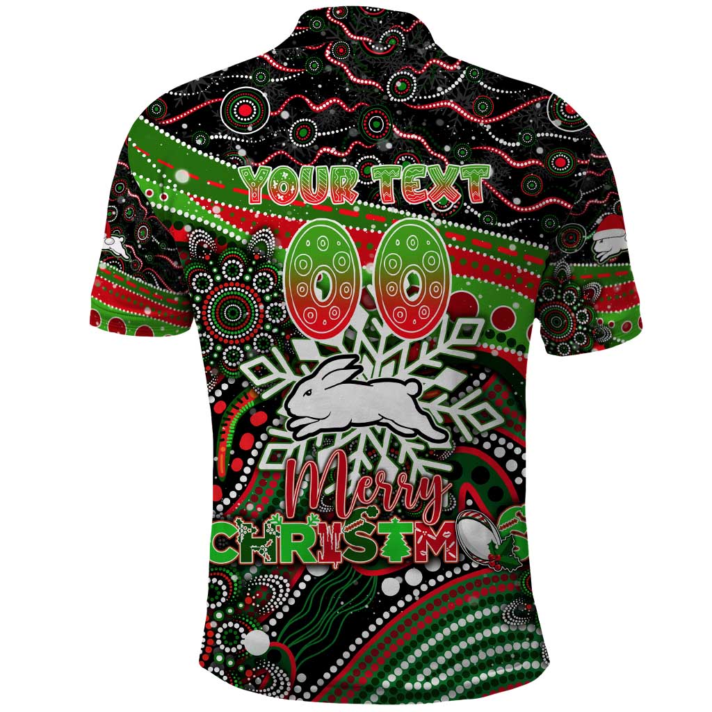 Merry Christmas Rabbitohs Polo Shirt Aboriginal Santa Rugby Mascot - South Sydney Bunnies - Vibe Hoodie Shop