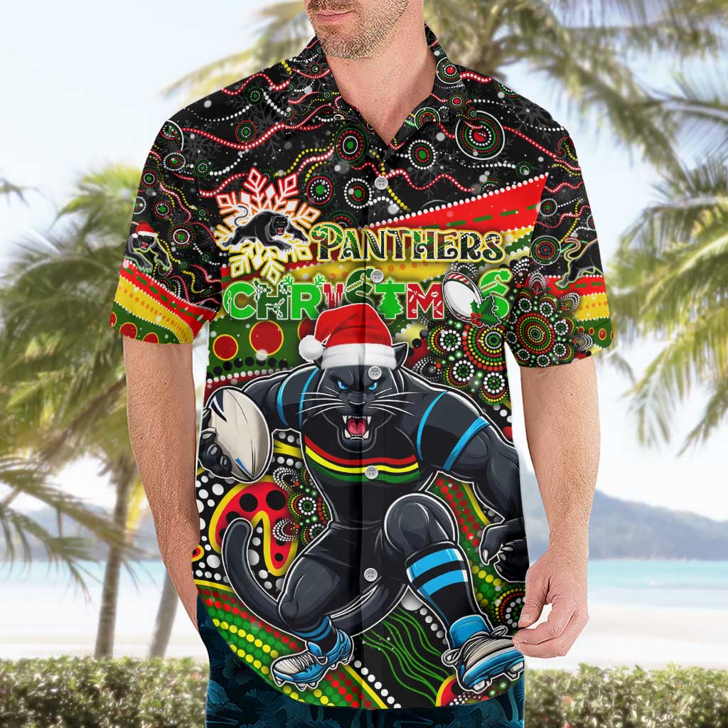 Merry Christmas Penrith Panthers Hawaiian Shirt Aboriginal Santa Rugby Mascot - The Riff - Vibe Hoodie Shop