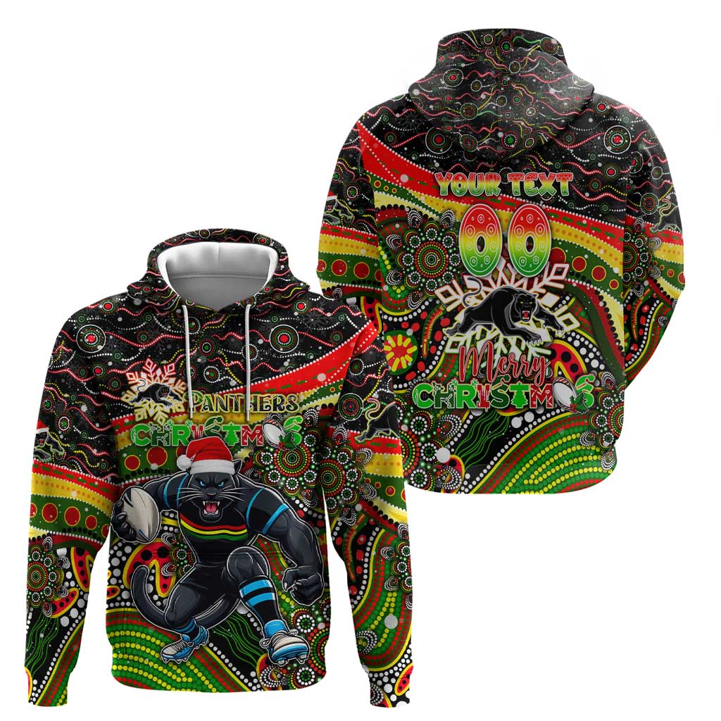 Merry Christmas Penrith Panthers Hoodie Aboriginal Santa Rugby Mascot - The Riff - Vibe Hoodie Shop
