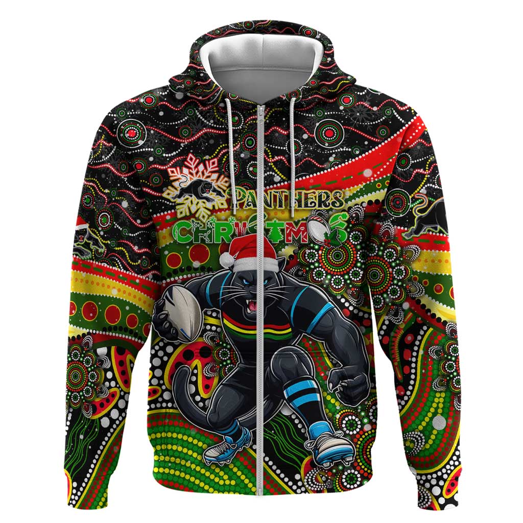 Merry Christmas Penrith Panthers Hoodie Aboriginal Santa Rugby Mascot - The Riff - Vibe Hoodie Shop